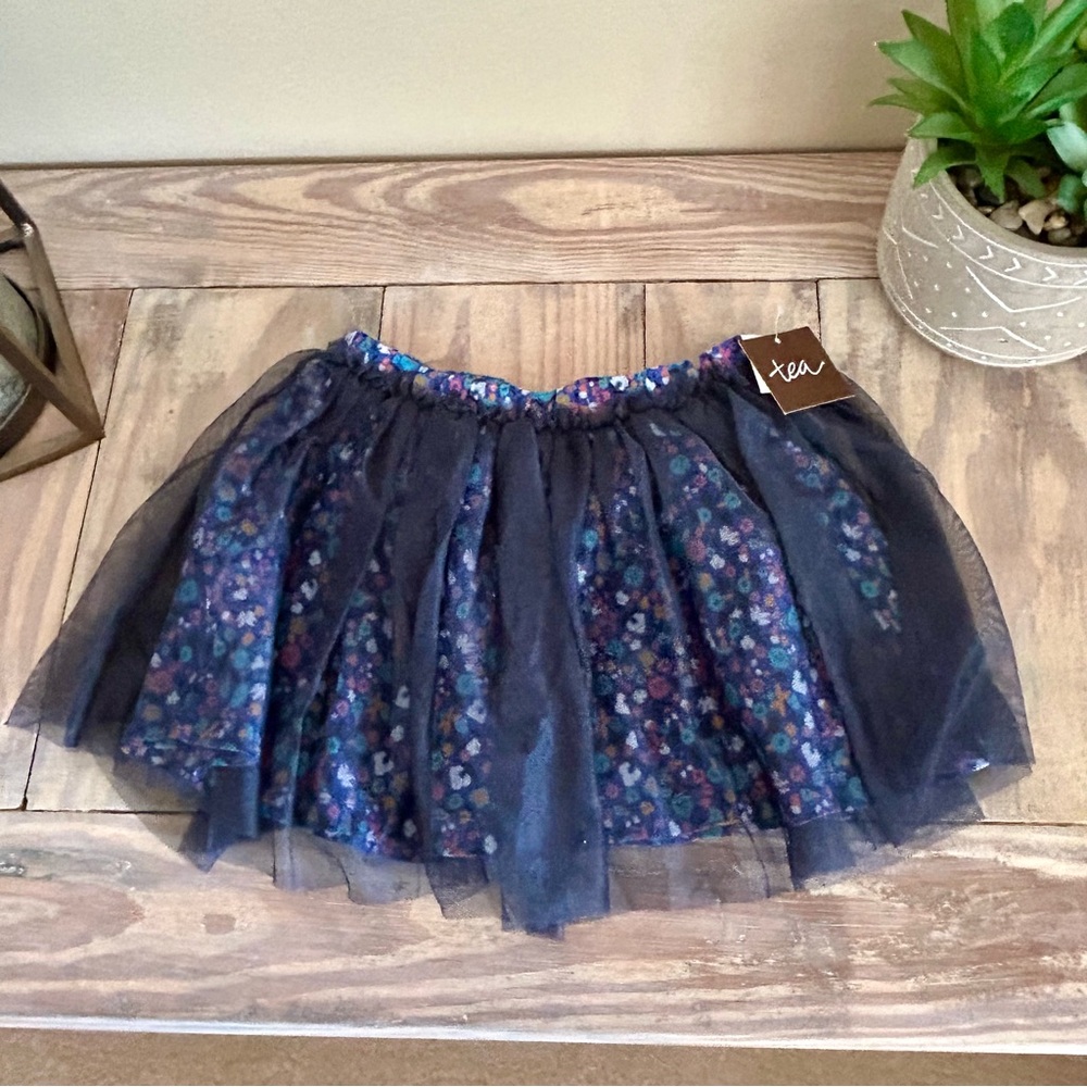 Tea Collection Floral Cotton & Tulle Skirt☀️